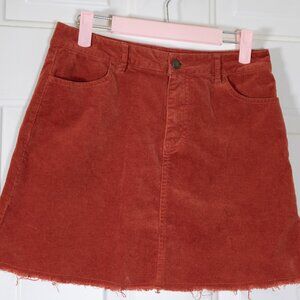 Forever 21 Corduroy Skirt in Rusty Orange with Raw Hem – Size Medium